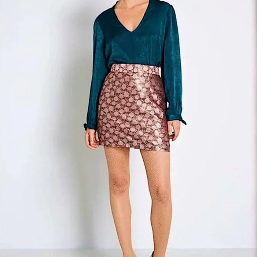 Modcloth 20 Glad You Came Pink Polka Dot Shimmering Print Mini Skirt - Picture 2 of 6